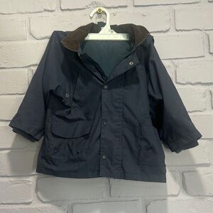 GAP Dark Blue Kids Raincoat with Brown Collar